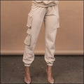 Women's High-Waisted Beige Cargo Pants