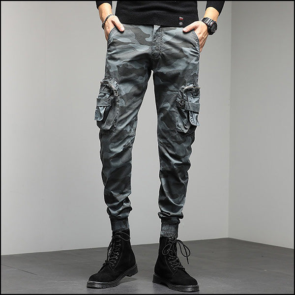 Men's Gray Camouflage Cargo Jogger Pants
