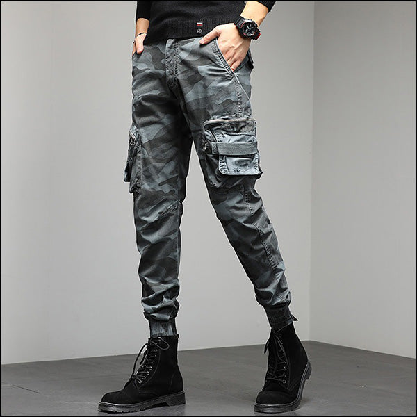 Men's Gray Camouflage Cargo Jogger Pants