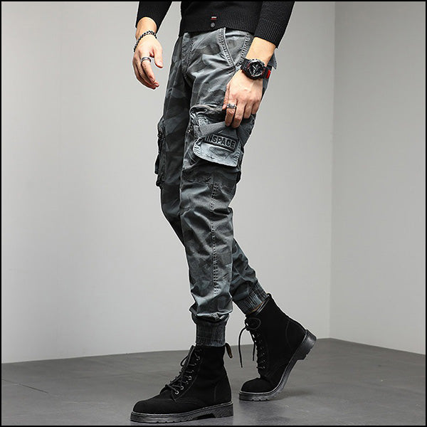 Men's Gray Camouflage Cargo Jogger Pants