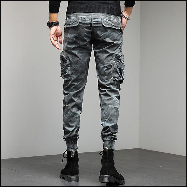 Men's Gray Camouflage Cargo Jogger Pants