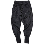 Men's Black Asymmetrical Techwear Cargo Joggers