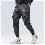 Men's Straight Black Cargo Trousers