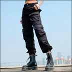 Black Tactical Cargo Pants with Zippers