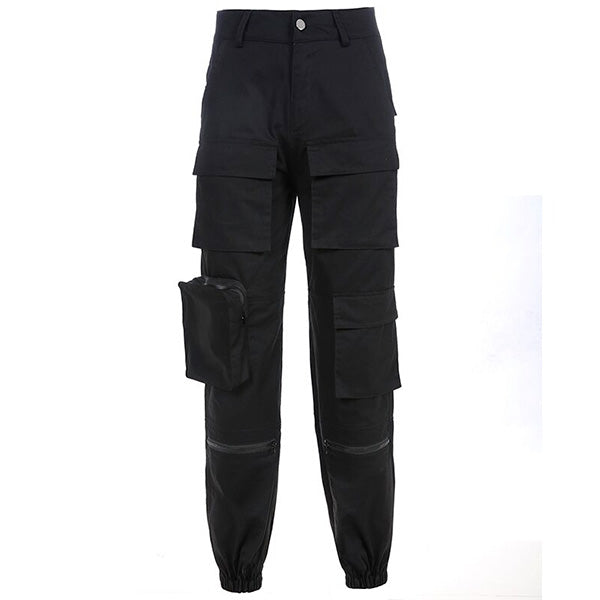 Black Tactical Cargo Pants with Zippers