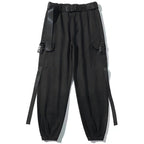 Women's Black Techwear Cargo Pants with Utility Straps