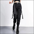 Women's Black Cargo Pants with Belt