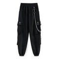Women's Black Cargo Pants with Chain