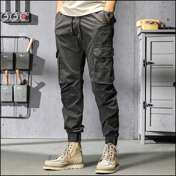Men's Dark Gray Multi-Pocket Cargo Joggers