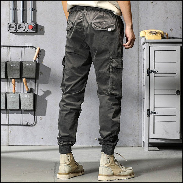 Men's Dark Gray Multi-Pocket Cargo Joggers