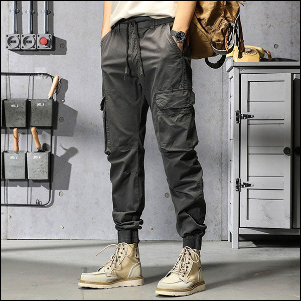 Men's Dark Gray Multi-Pocket Cargo Joggers
