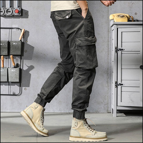 Men's Dark Gray Multi-Pocket Cargo Joggers
