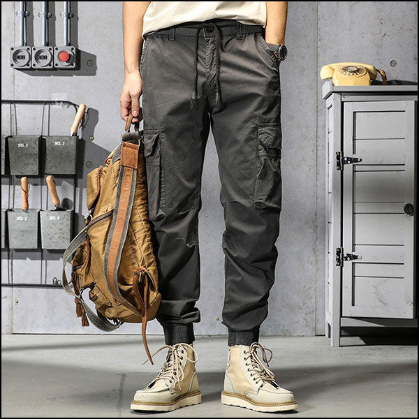 Men's Dark Gray Multi-Pocket Cargo Joggers