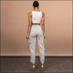 Women's Light Grey Fleece Cargo Joggers