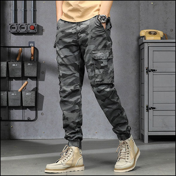 Men's Grey Camouflage Cargo Joggers