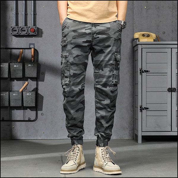 Men's Grey Camouflage Cargo Joggers
