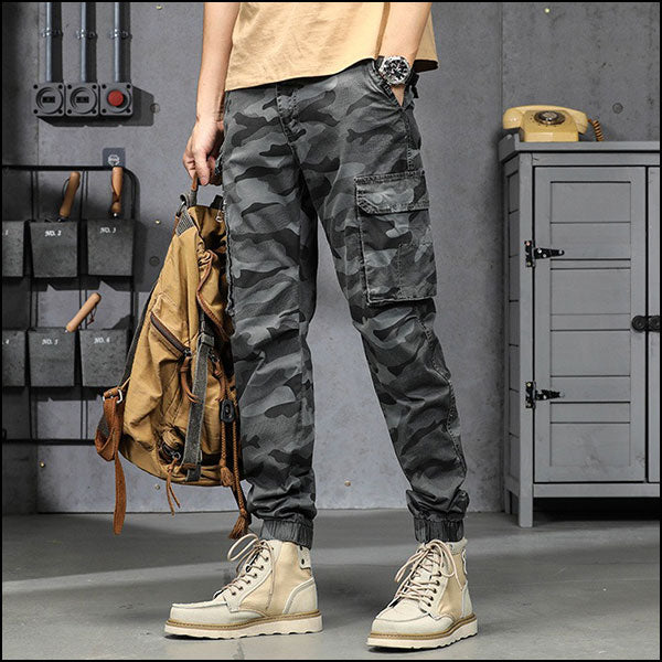 Men's Grey Camouflage Cargo Joggers
