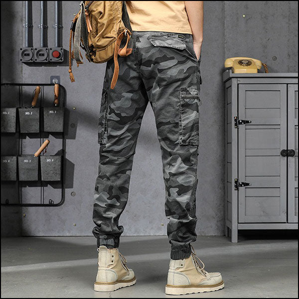 Men's Grey Camouflage Cargo Joggers