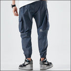 Dark Blue Techwear Multi-Pocket Cargo Joggers