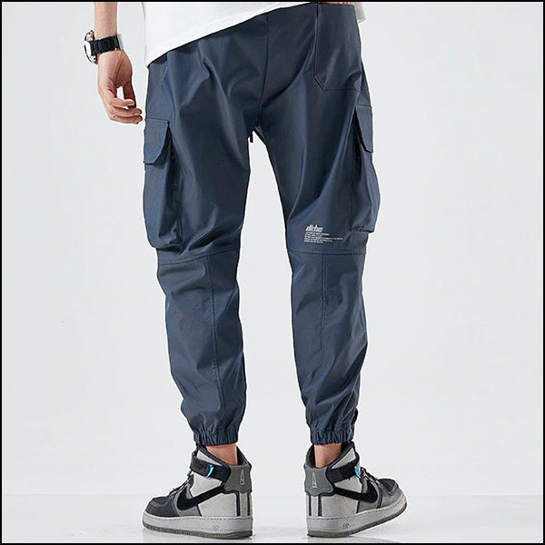 Dark Blue Techwear Multi-Pocket Cargo Joggers