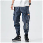 Dark Blue Techwear Multi-Pocket Cargo Joggers