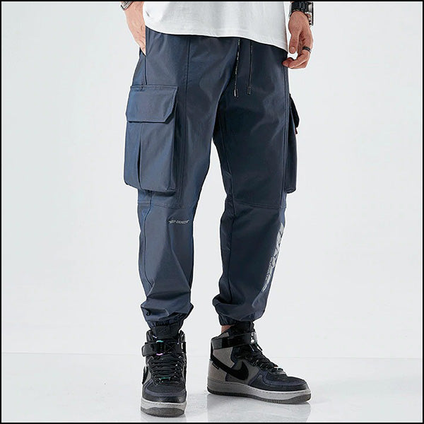 Dark Blue Techwear Multi-Pocket Cargo Joggers