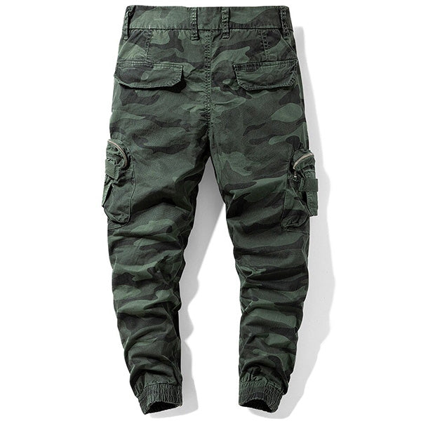 Men's Green Camo Multi-Pocket Cargo Joggers