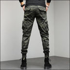 Men's Green Camo Multi-Pocket Cargo Joggers
