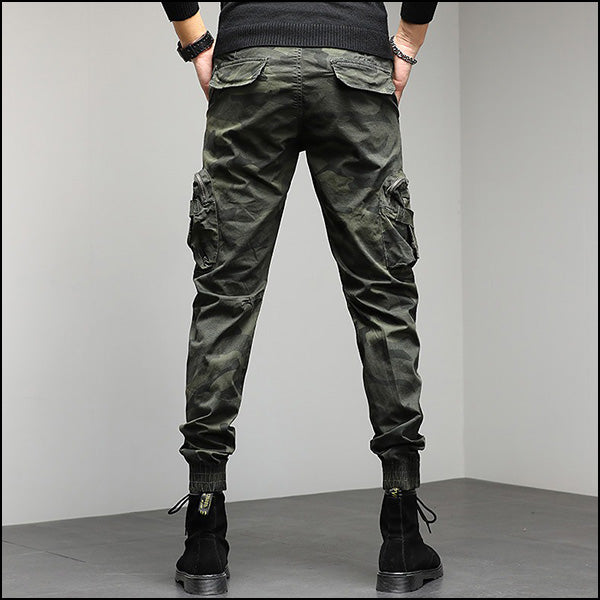 Men's Green Camo Multi-Pocket Cargo Joggers