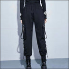 Goth Utility Cargo Pants with Detachable Chain
