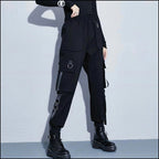 Goth Utility Cargo Pants with Detachable Chain