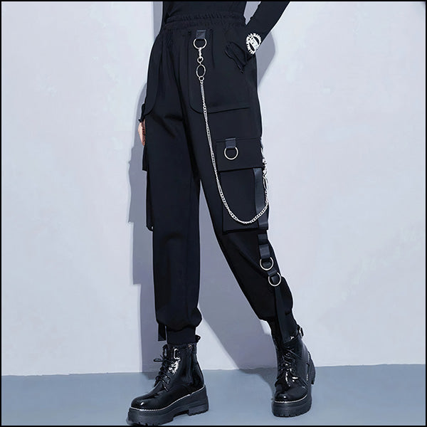 Korean Streetwear Black Cargo Pants