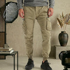 Men's Khaki Slim Fit Cargo Jogger Pants