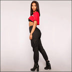 Women's Black High Waisted Cargo Joggers