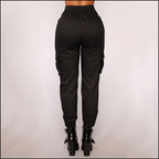 Women's Black High Waisted Cargo Joggers