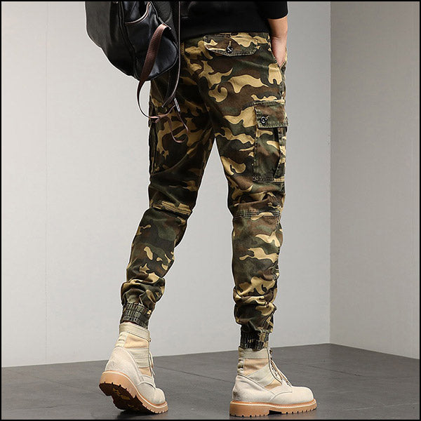 Men's Green Camo Streetwear Cargo Joggers
