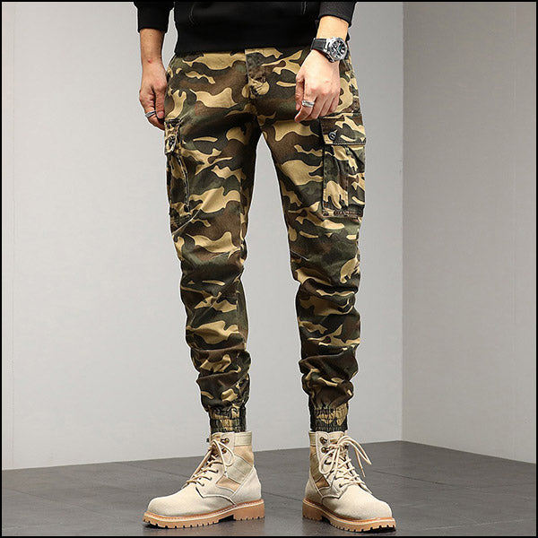 Men's Green Camo Streetwear Cargo Joggers
