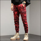 Men's Red Camouflage Cargo Jogger Pants