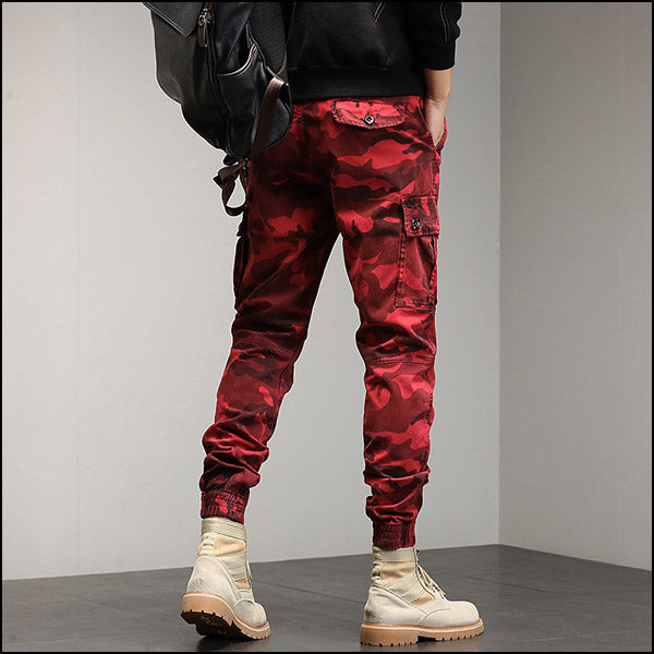 Men's Red Camouflage Cargo Jogger Pants