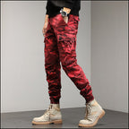 Men's Red Camouflage Cargo Jogger Pants