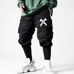 Black Cargo Jogger Pants with Oversized Zippers