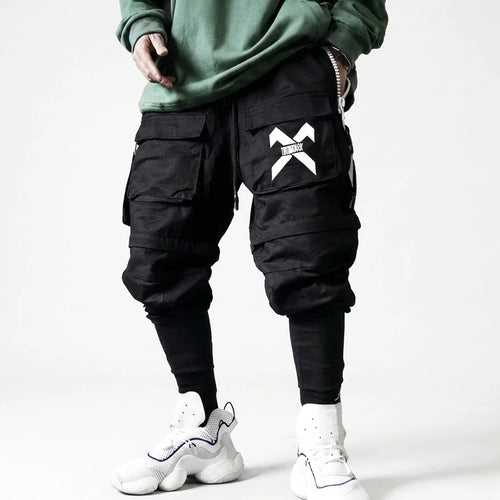Black Cargo Jogger Pants with Oversized Zippers