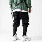 Black Cargo Jogger Pants with Oversized Zippers