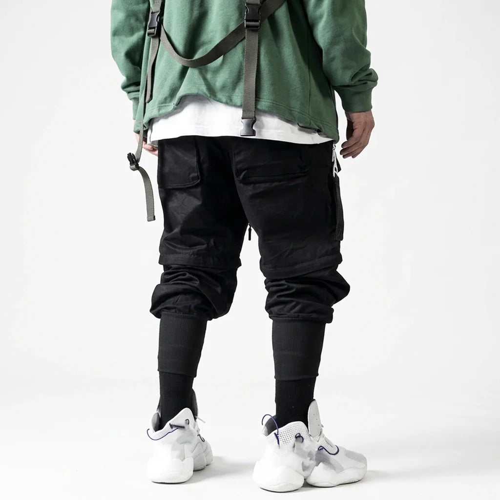 Black Cargo Jogger Pants with Oversized Zippers