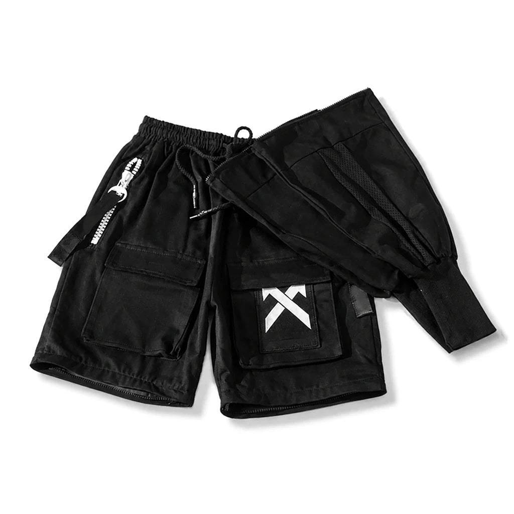 Black Cargo Jogger Pants with Oversized Zippers