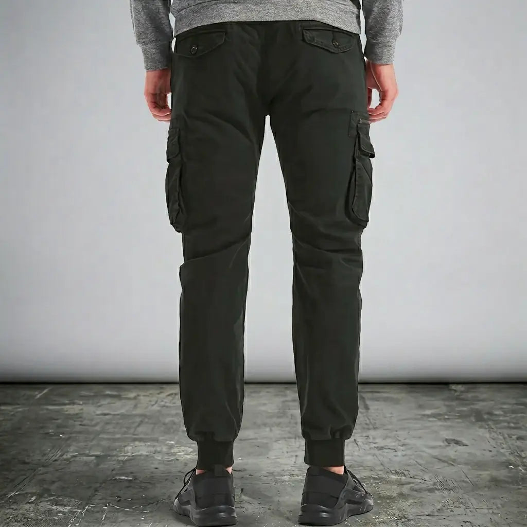 Men's Dark Grey Cargo Jogger Pants with Pockets