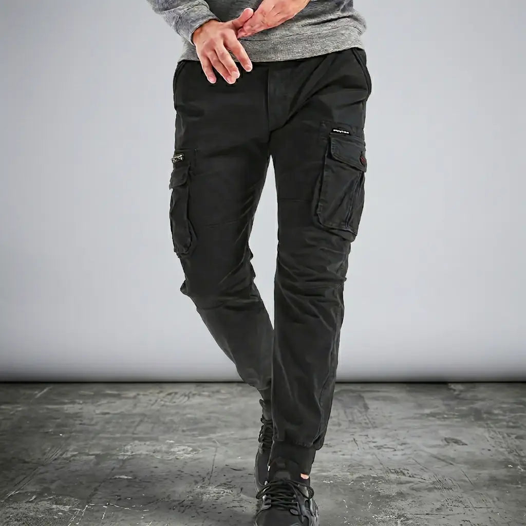 Men's Dark Grey Cargo Jogger Pants with Pockets