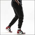 Men's Black Cargo Joggers with Zipper Pocket
