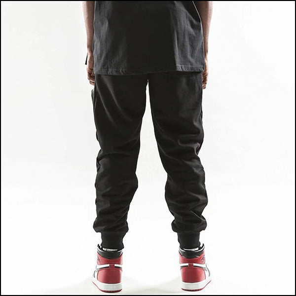 Men's Black Cargo Joggers with Zipper Pocket