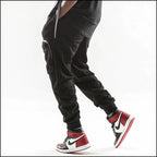 Men's Black Cargo Joggers with Zipper Pocket